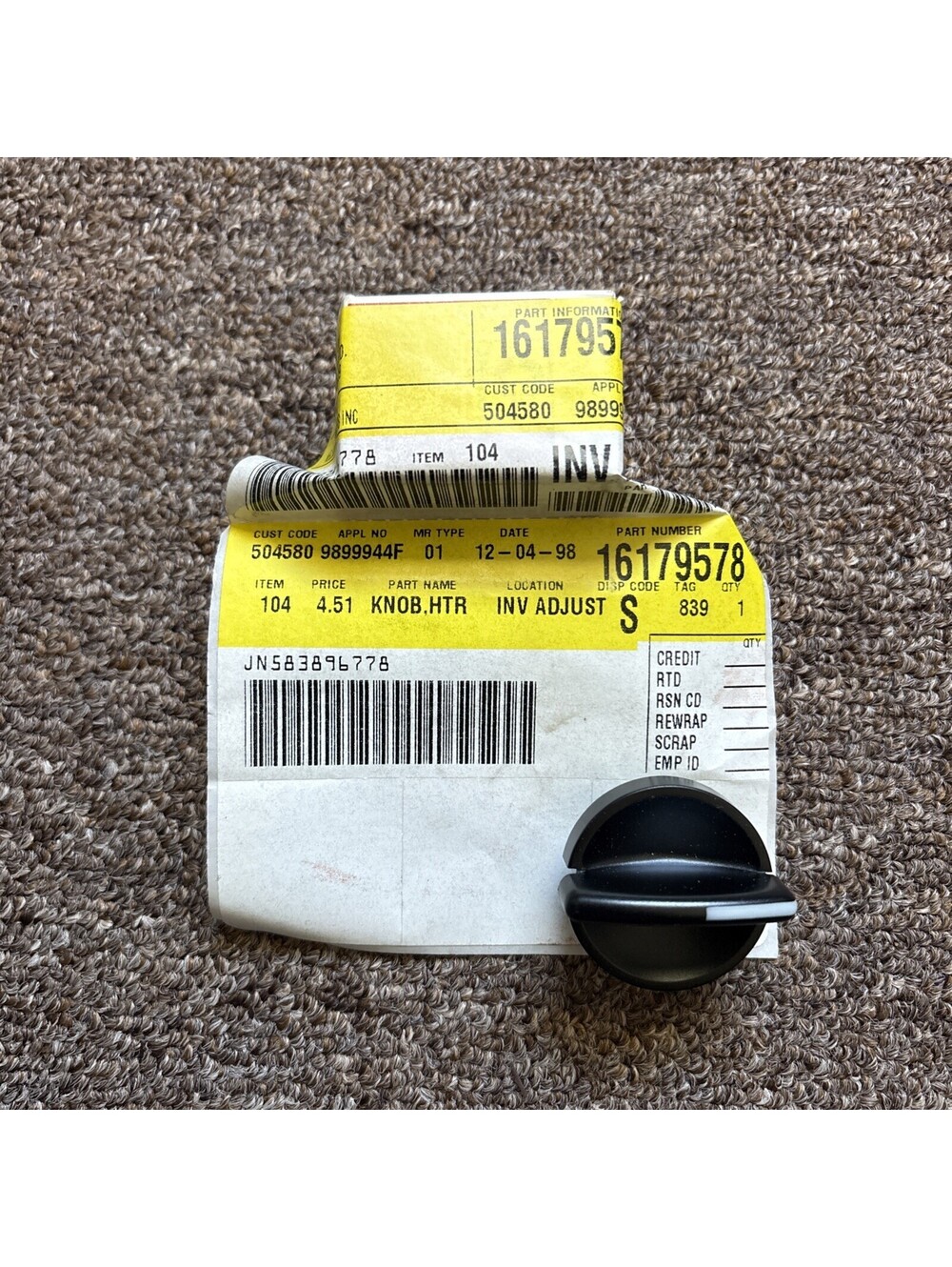 GM KNOB HTR & A/C CONT SEL 16179578 NEW OEM